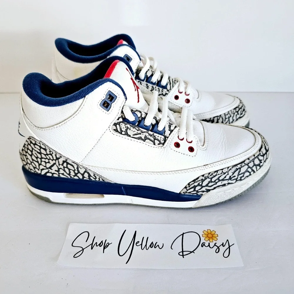 2016 Air Jordan 3 Retro OG Mid Racer White Cement Grey True Blue Sz‎ 6.5 Sh404.3